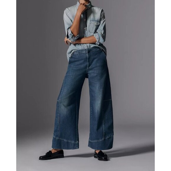 Pilcro Full Curve High-Rise Wide-Leg Jeans ADIRONDACK WASH 26W PLUS SIZE - Picture 3 of 5